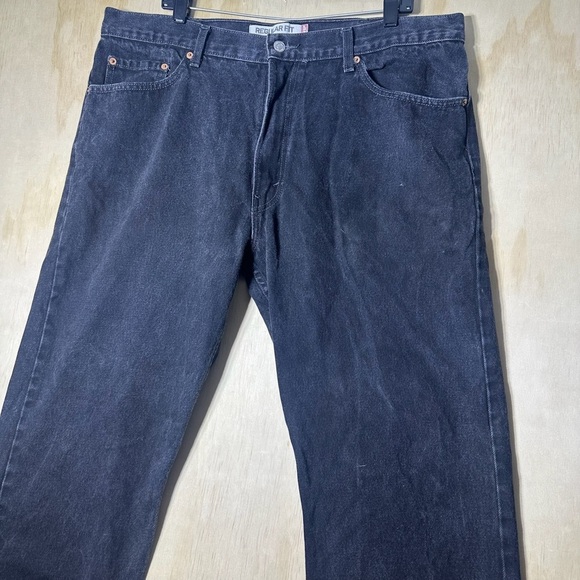 Levis 505 Washed Black Regular Fit Jeans 40x32 100% Cotton - Picture 2 of 11
